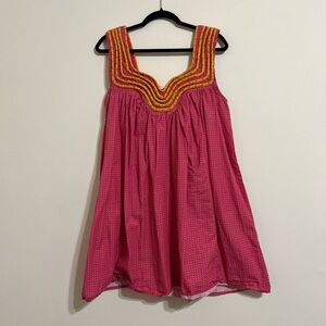 Anthropologie Pink and Yellow Mini Dress